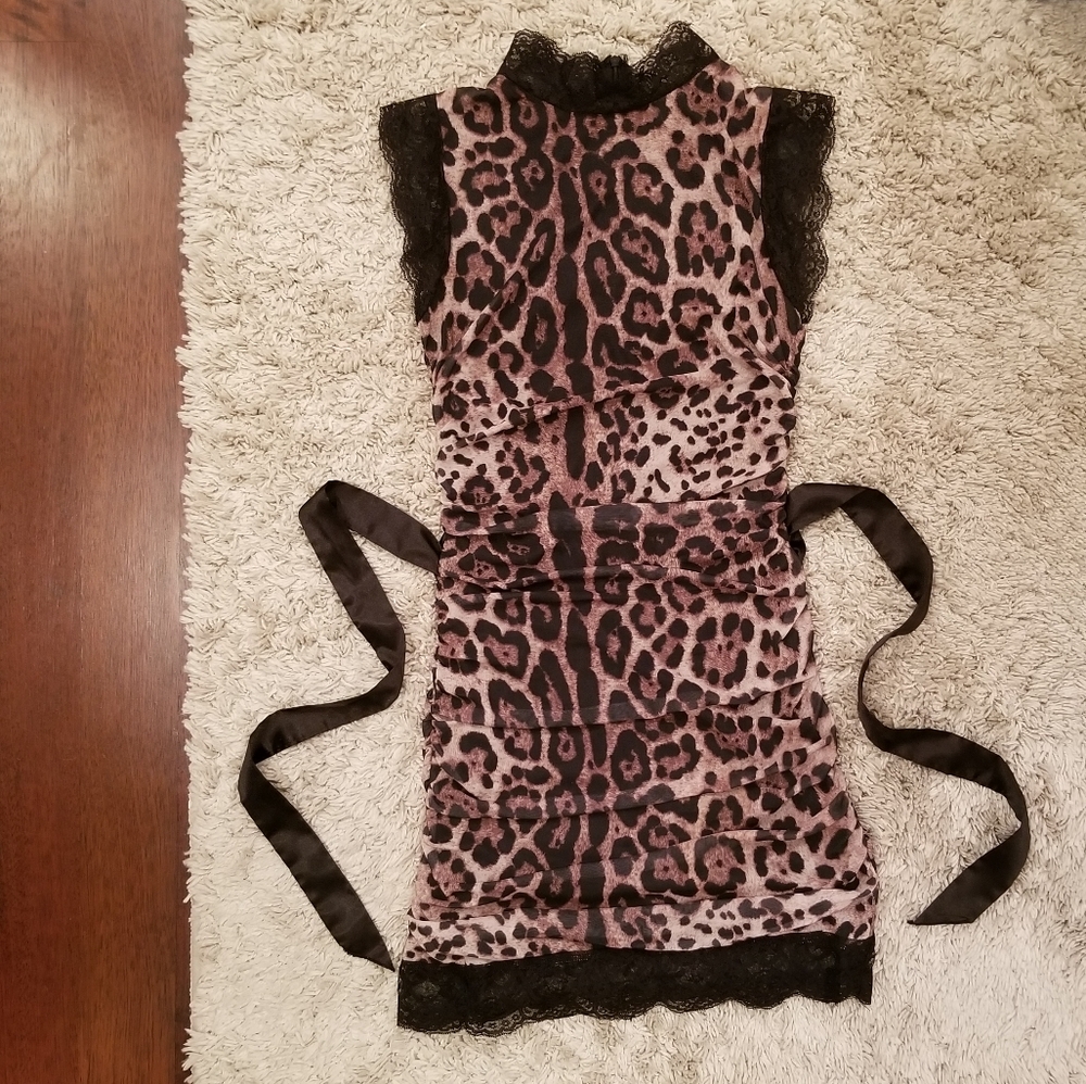 Leopard Print Lace Dress